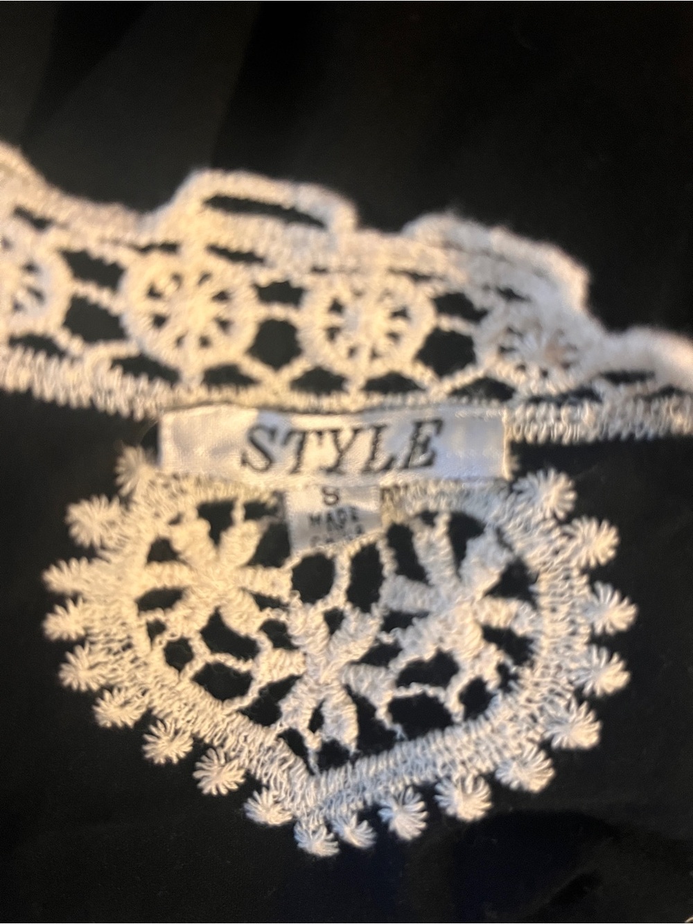 Black dress coverup with White Crochet Lace Trim